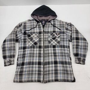 Dickies Work Wear Insulated Jacket Flannel‎ Plaid Quilted Lining Hood Men's Sz M